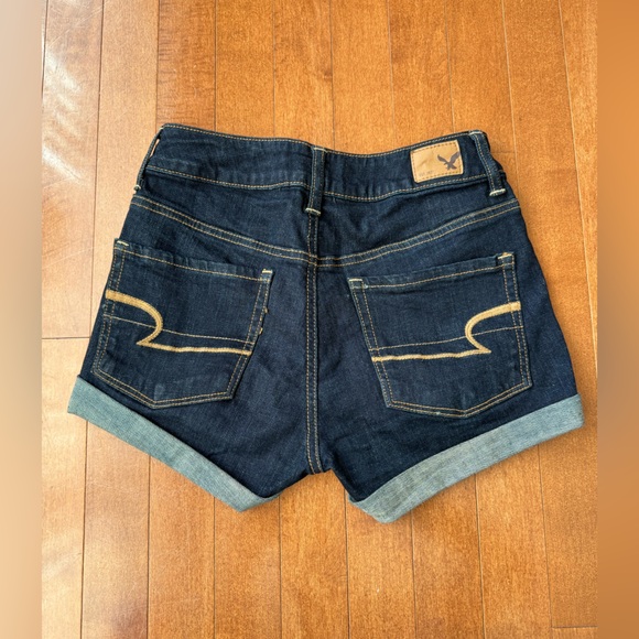 American Eagle Outfitters Dark Wash High Waist Jean Shorts Size 2 - Picture 2 of 7